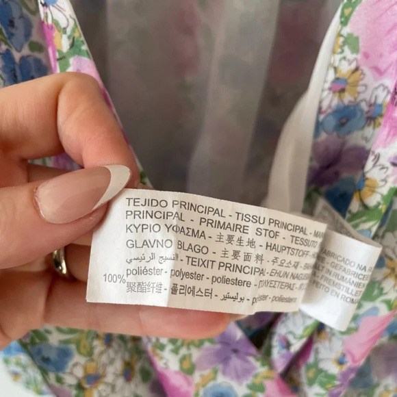 Zara Watercolor Floral Draped  Deep V Neck Plunge Bodysuit Sz Small - Picture 8 of 10